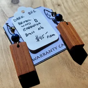 Dark Side Brazil Wood with Azurite Earrings