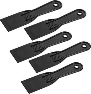 5 Pcs 2 Inch Plastic Putty Knives, Black Flexible Plastic Knives, Thin Scraper for Drywall Gluing, Wall Painting, Plastic Scraper, Plastic Cover Plus