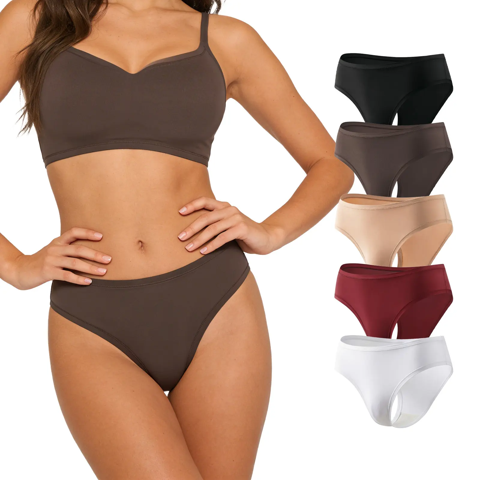 VRCOMFY Women's Seamless Cotton Mid-rise Thong, Soft Stretchy Comfortable Bikini Panties,Solid Color 5-Pack / Mixed Color Pack VRCOMFY Women's Seamless Cotton Mid-rise Thong, Soft Stretchy Comfortable Bikini Panties,Solid Color 5-Pack / Mixed Color Pack