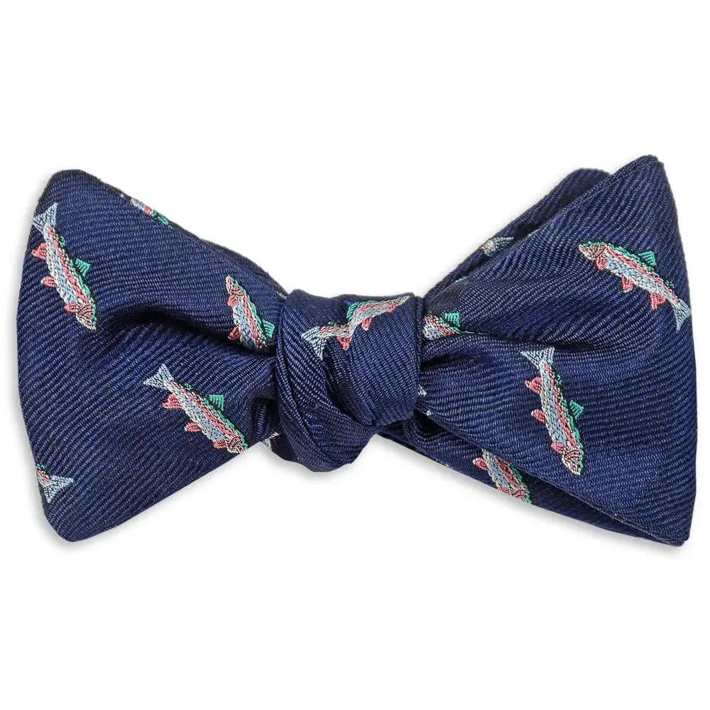 Navy Rainbow Trout Bow Tie