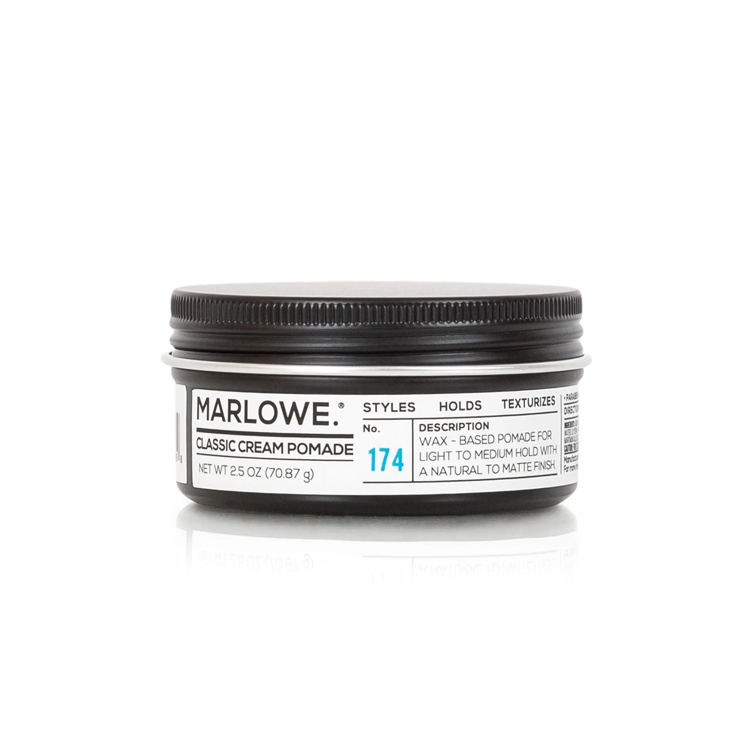 No. 174 Classic Cream Pomade for Men 2.5 oz Wax Hair Natural Messy Texture Lightweight Haircare Long Lasting Hold Gel