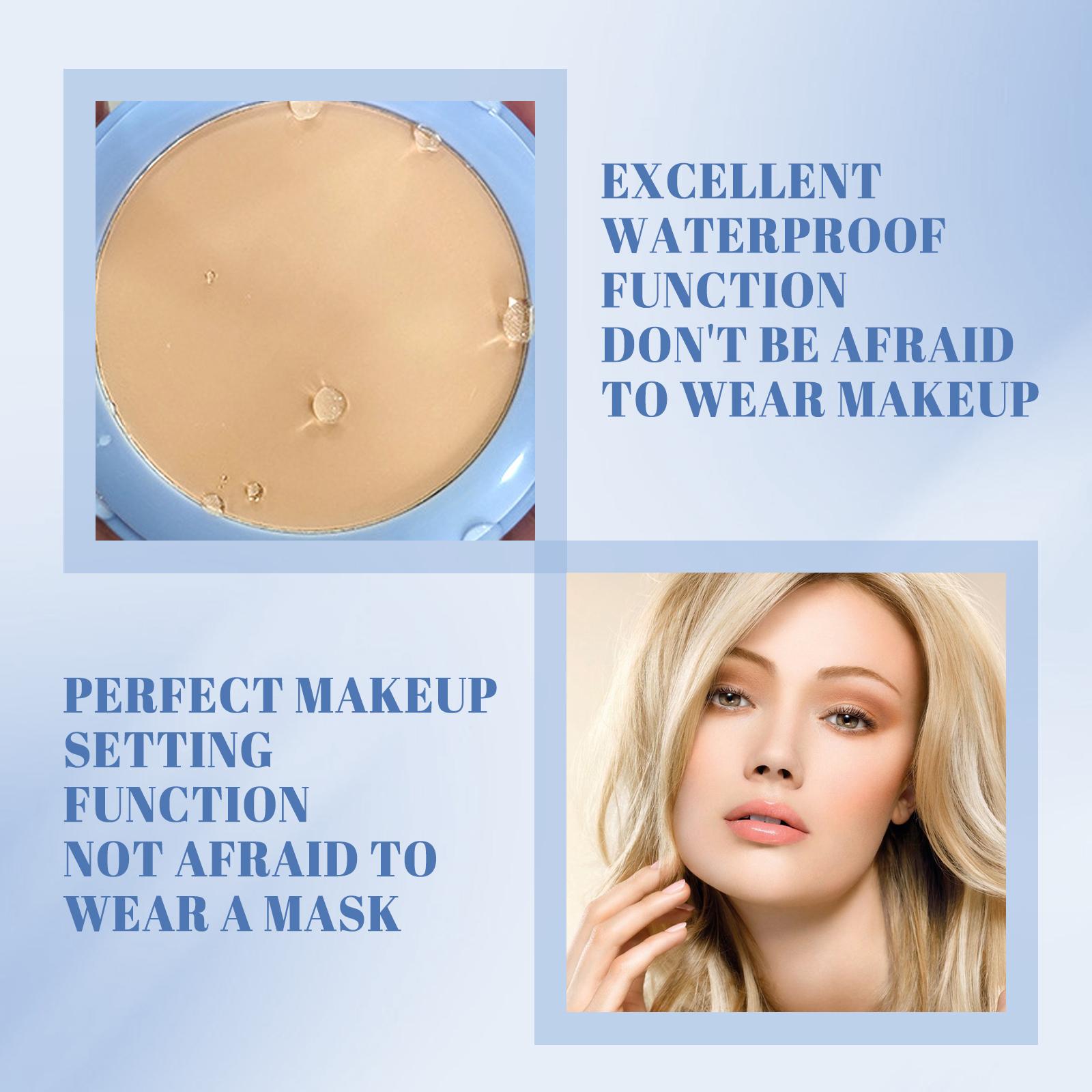 OUHOE Soft Compact Powder Summer Oil Control Flawless Makeup Setting Powder Lightweight With Powder Puff Delivers Matte Even Complexion Cosmeti