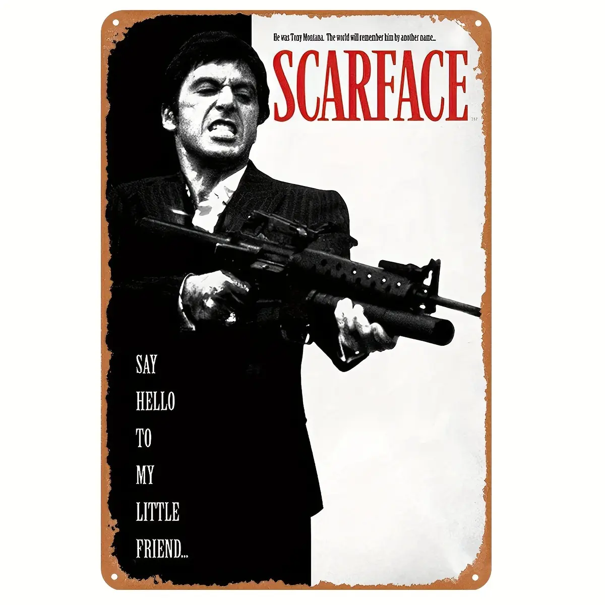 Scarface Movie Poster Aluminium Tin Sign - 8"x12" Hanging Weatherproof Home Decor Plaque, Decoration Items for Study, Balcony, Wardrobe, Gift for Movie Lovers, Indoor/Outdoor, 20*30Cm/8*12Inch