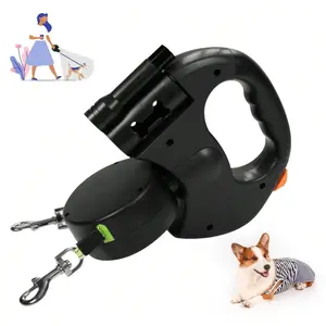 Retractable Dual-Function Pet Leash for Medium & Small Dogs - Perfect for Outdoor Adventures and Daily Walks Dual-Leash Retractor for Twin Puppies traffic Double Swivel Handle grip comfortable Pet Leash with Swivel Dog Leash with Adjustable Couplers