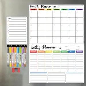 Hivillexun Halloween Thanksgiving Home Decor Magnetic Dry Erase Calendar Whiteboard Set 3-Pack for Fridge Wall & Refrigerator Organization with 8 Markers Eraser Office Stationery Supplies Thickened No-Slip Magnet