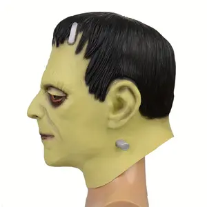 Latex Realistic Unique Frankenstein Mask, Scar Zombie Headgear Dress Up Accessories, Halloween Christmas Cosplay Costume Props, Bar Club Rave Party Play Decors Photography Stage Performance Accessories