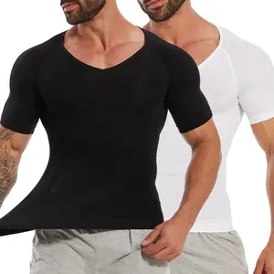 1-2 Pack Menswear Compression Shirt Shapewear Body Shaper Undershirt Breathable Baselayer Workout Tank Tops for All Seasons and Sports Clothes Soft Day Dress Fabric Nylon Wetsuit Formal