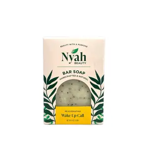Nyah Beauty Wake Up Call Soap - Handcrafted Natural Bar Soap with Peppermint Leaves & Poppy Seeds for Dry Skin Care - Glycerin Rich Formula with Olive & Coconut Oils - Sulfate Free & Jersey Made