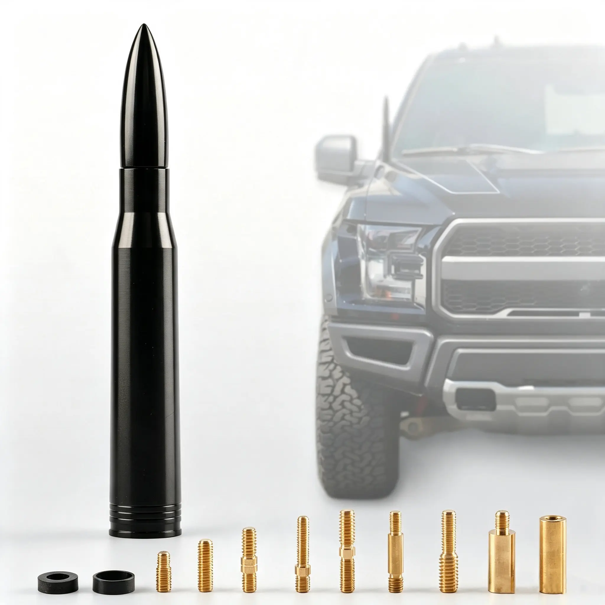 Universal Car Truck Antenna Replacement Compatible with Ford F150 F250 F350, Dodge Ram 1500 2500 3500, Chevrolet Silverado, GMC, Heavy Duty Pickup Truck Radio Replacement Car Accessories, Black