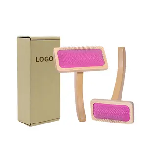 Bestselling Beech Wood Stainless Steel Pet Slicker Brush Hair Remover for Cats Dogs Portable Grooming Home Use Comb US