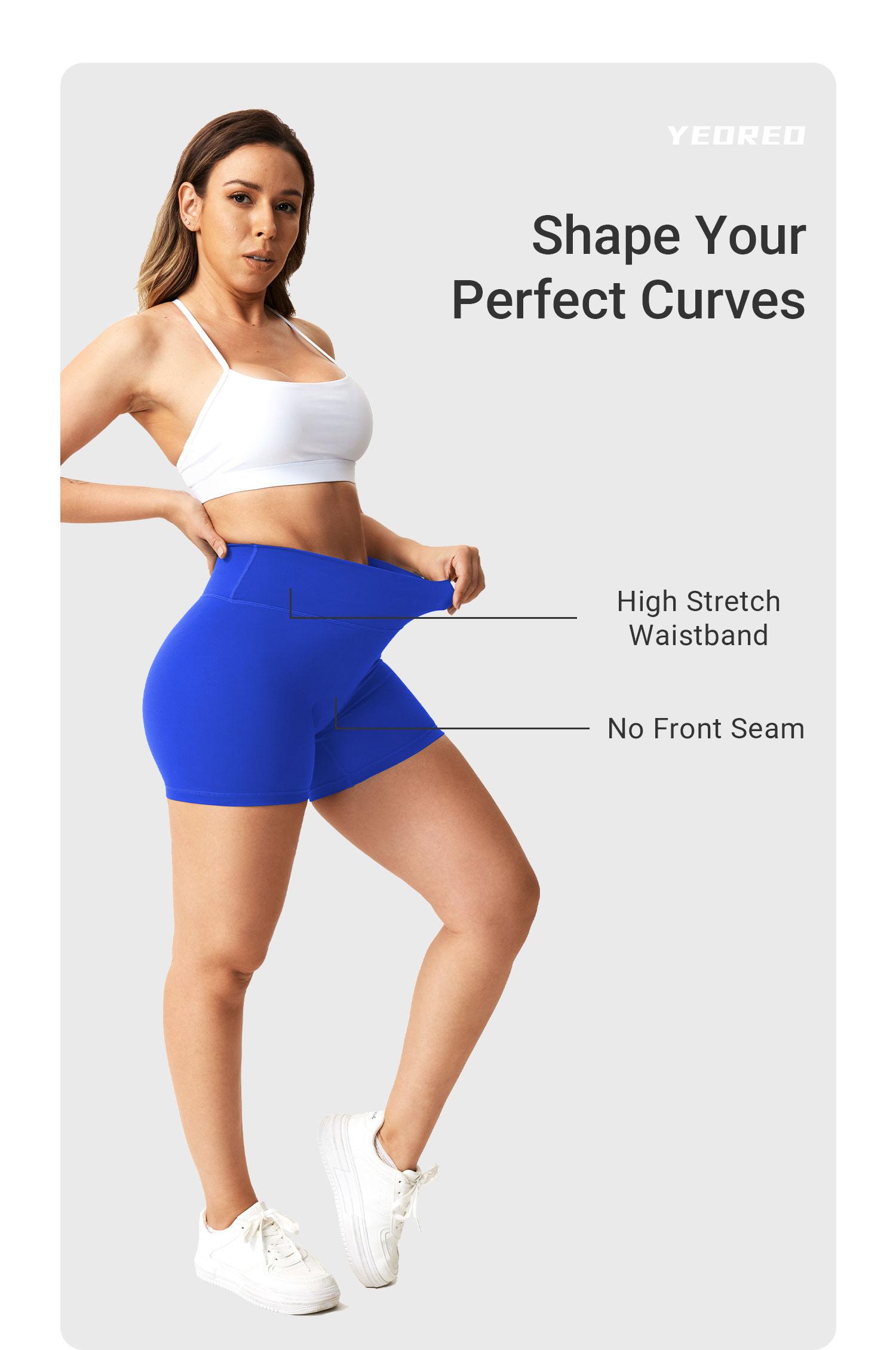 YEOREO Women's Biker Shorts 2.5" /4.5" No Front Seam Elysina High Waist Hidden Scrunch Workout Gym Yoga Running Shorts