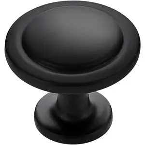 30 Pack 1-1/4 inch Matte Black Zinc Euro-Style Cabinet Knobs, Drawer Pulls & Door Handles