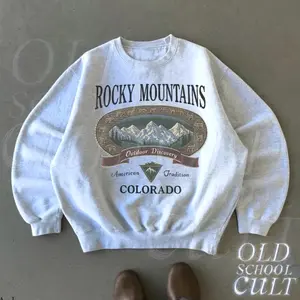 Retro Rocky Mountains Sweatshirt,t-shirt,hoodie Vintage 90s Colorado Graphic Crewneck, Mountain Pullover Gift, Nostalgia Hiking Old School Gift S