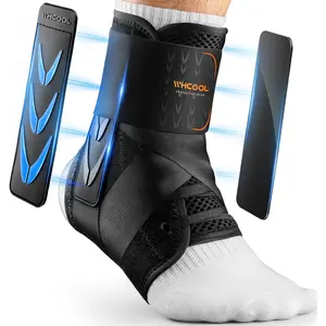 Slim-Fit Ankle Brace for Sprained Ankle, Quick Lace Up Ankle Support for Women Men with 2 Auto-Shaped Pads, Air Fabric Cool Ankle Stabilizer for Injury Recover, Running,Sports, M(12"-13")