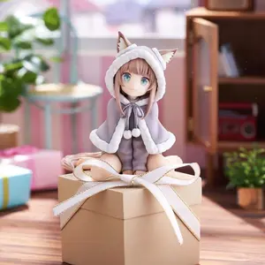 New Soybean Powder Cat Girl Anime Figure Model, Desktop PC Host Gpu Case Decor, Sea View Room Decoration, Figurines, Statues & Bobbleheads, Collectible Figurine