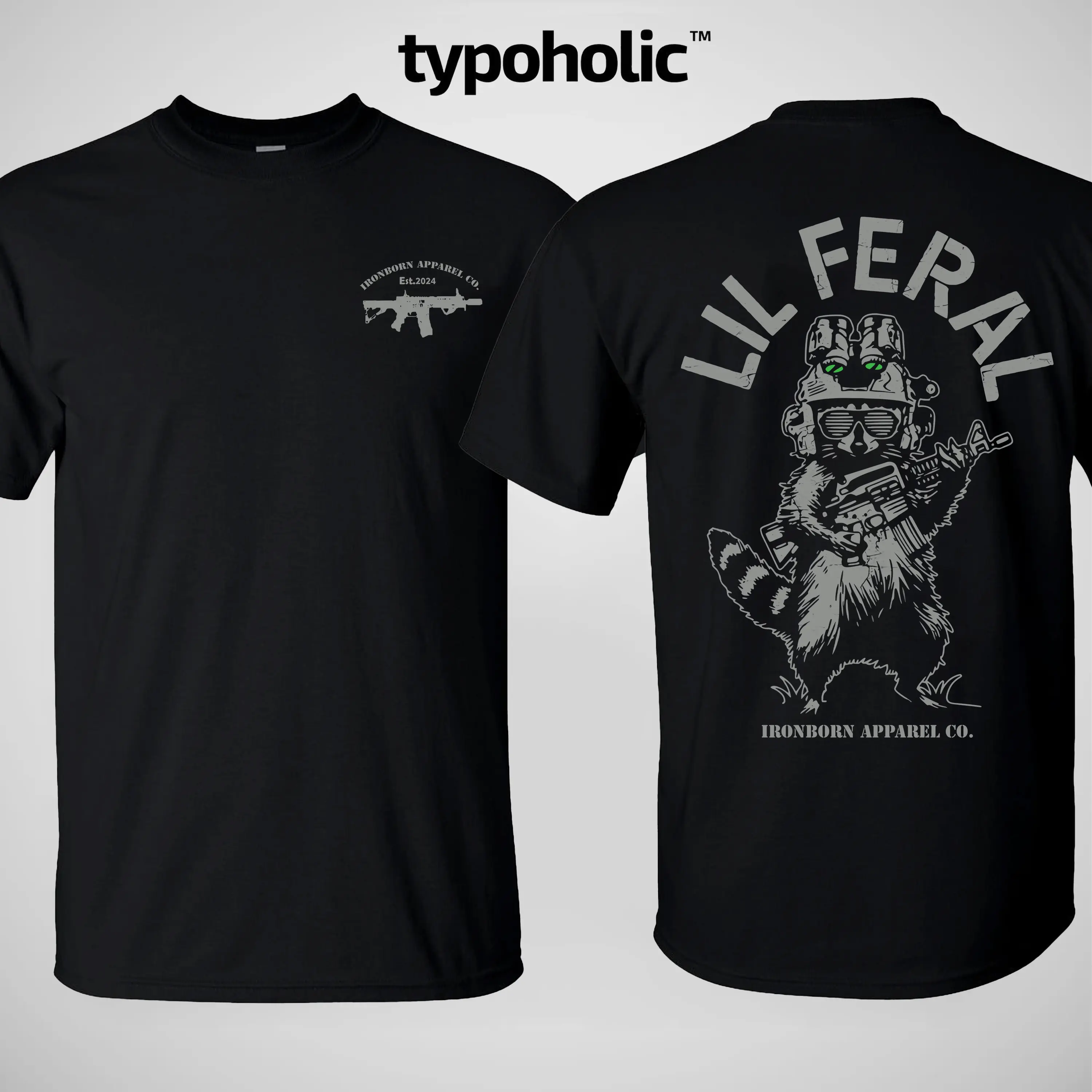 Lil Feral Men's T-Shirt/Hoodie Unisex Short Sleeve, Casual 100% Cotton Shirt Army Military Menswear Graphic Shirt Veteran Shirt Made in USA