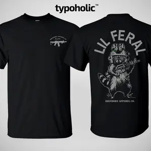 Lil Feral Men's T-Shirt/Hoodie Unisex Short Sleeve, Casual 100% Cotton Shirt Army Military Menswear Graphic Shirt Veteran Shirt Made in USA