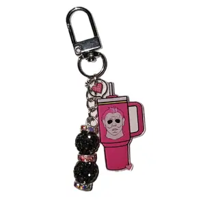Pink Horror Bling Design Cellphone Charm/ Bag Clip/ Keychain/ Cellphone Smartphone Accessory