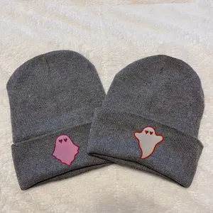 Christmas Ghosts In Love Couples Embroidered Beanies, Ghosts Couple Matching Beanies, Christmas Gifts For Couples