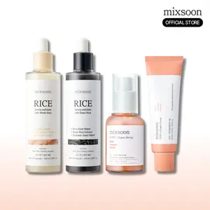 [mixsoon official shop] Glass Skin Exfoliating & PDRN Collagen Bundle | Rice Peeling Ampoules + PDRN Serum & Cream for Smooth Korean Skin
