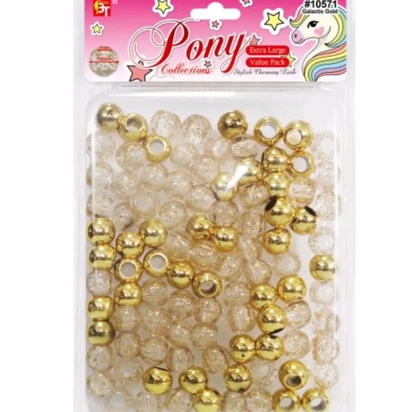Pony Collections Large Round Beads Value Pack Extra Large Gold & Clear Beads for Crafting #10571