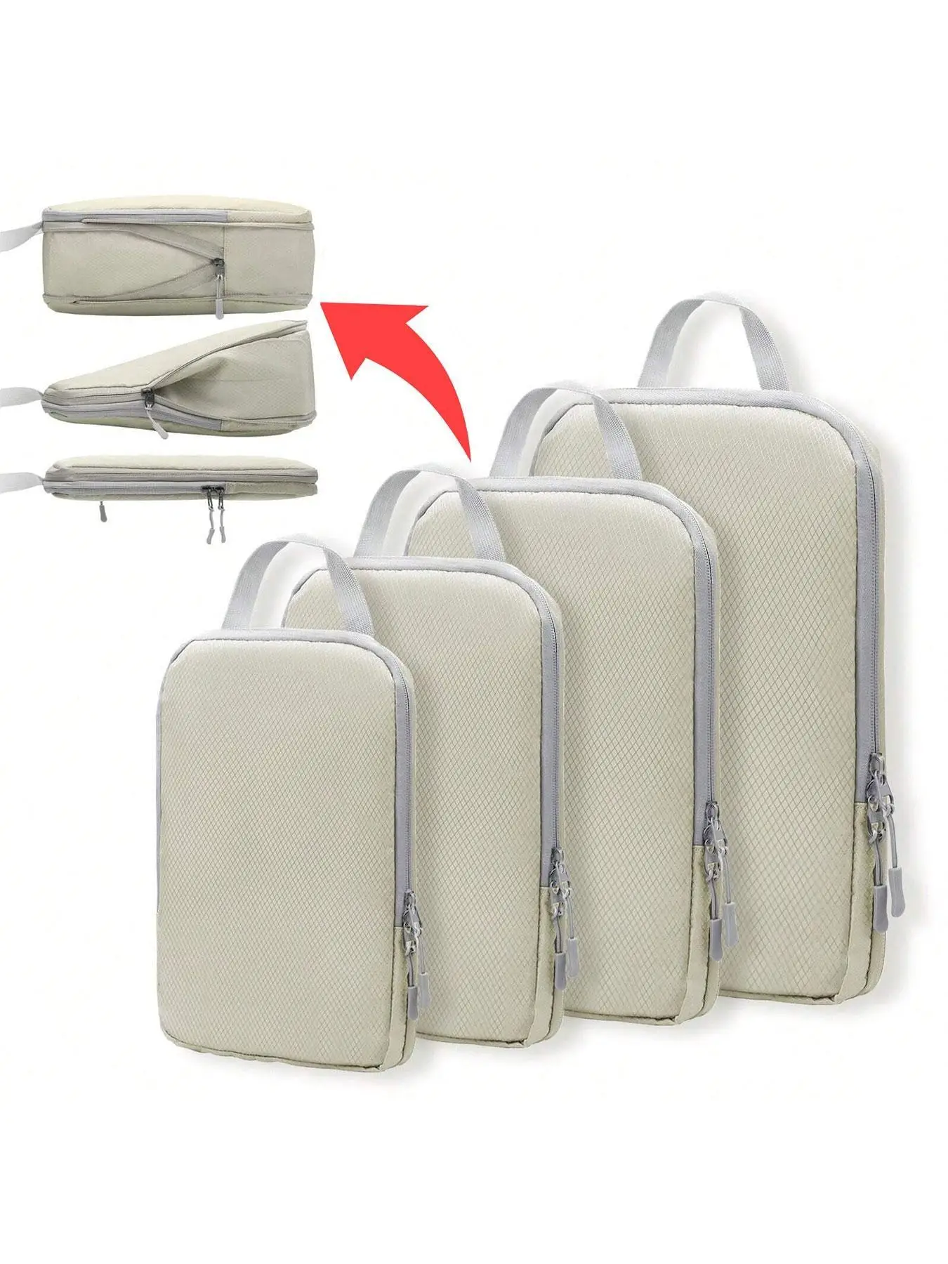 Compression Packing Cubes for Suitcases, Back To School, Travel Accessories, 4 Counts Light Travel Suitcase Organizer Bags Set, with Shoe Bag, Expanda