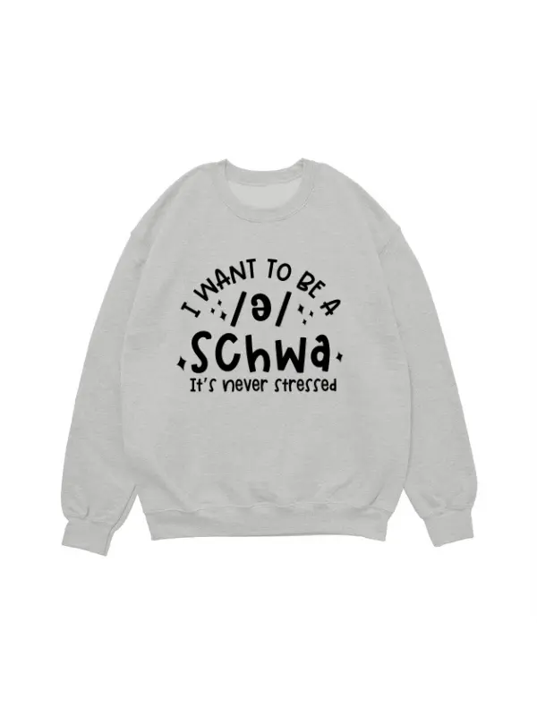 It's Never Stressed T‑Shirt – Sweatshirt – Hoodie | Funny Linguistics Phonetic Symbol Graphic Top | Cute Grammar Humor Design | Playful Language Nerd Outfit | Soft Cotton Blend Unisex Tee for Teachers and Students