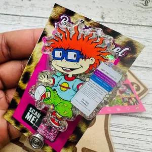 Retro Gotcha Neb? Glitter Acrylic Badge Reel: Healthcare ID Clip