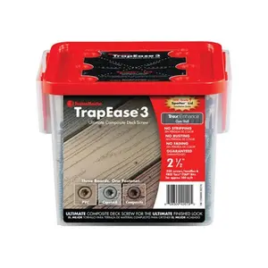 212 MAIN Fastenmaster FMTR3212350SLPB TrapEase Carbon Steel Self-Drilling Decking Screws, 2.5 in. Dual-Threaded Ultimate Deck Screw Bucket, 350-Piece (For Sports & Outdoor Sailing Use)