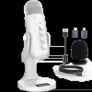 Professional USB Condenser Microphone for PC, Computer, Phone - Perfect for Gaming, Streaming, Podcast, YouTube Studio Recording