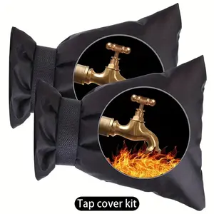 2pcs Outdoor Faucet Cover for Winter- Heavy-Duty Winter Freeze Protection, Fit for US/EU Faucets, Easy Installation & Removal, for Garden, Patio, Lawn- Garden Hose Storage, outdoor tap, outdoor tap kit, outdoor tap cover, Black