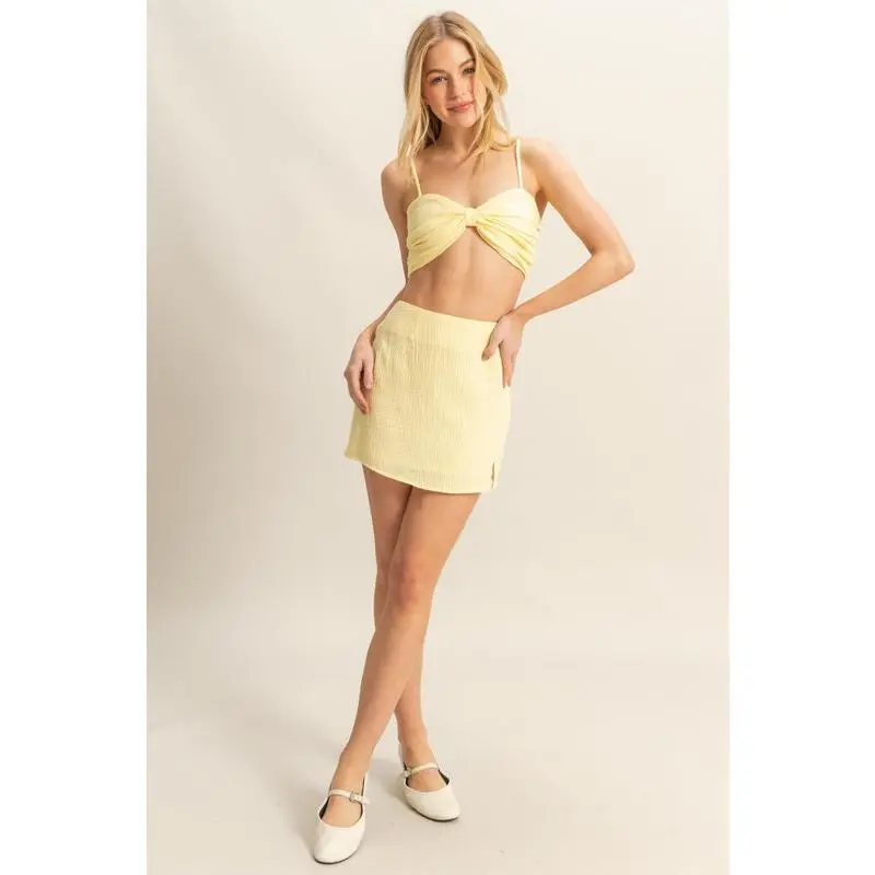 HYFVE Ruched Bra Top and Mini Skirt Set