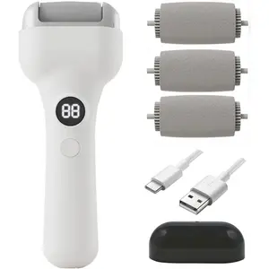 Electric Foot Callus Remover, Rechargeable Pedicure File, Waterproof Foot Scrubber File with 3 Grinding Heads, 3 Speeds Portable Feet Scraper Pedicure Kit, Ideal Gift for Dead, Hard Cracked Dry Skin