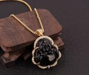 🔥💎🔥 18K Gold Plated & Silver CZ Laughing Buddha Unisex Necklace - Multiple Color Options🔥💎🔥
