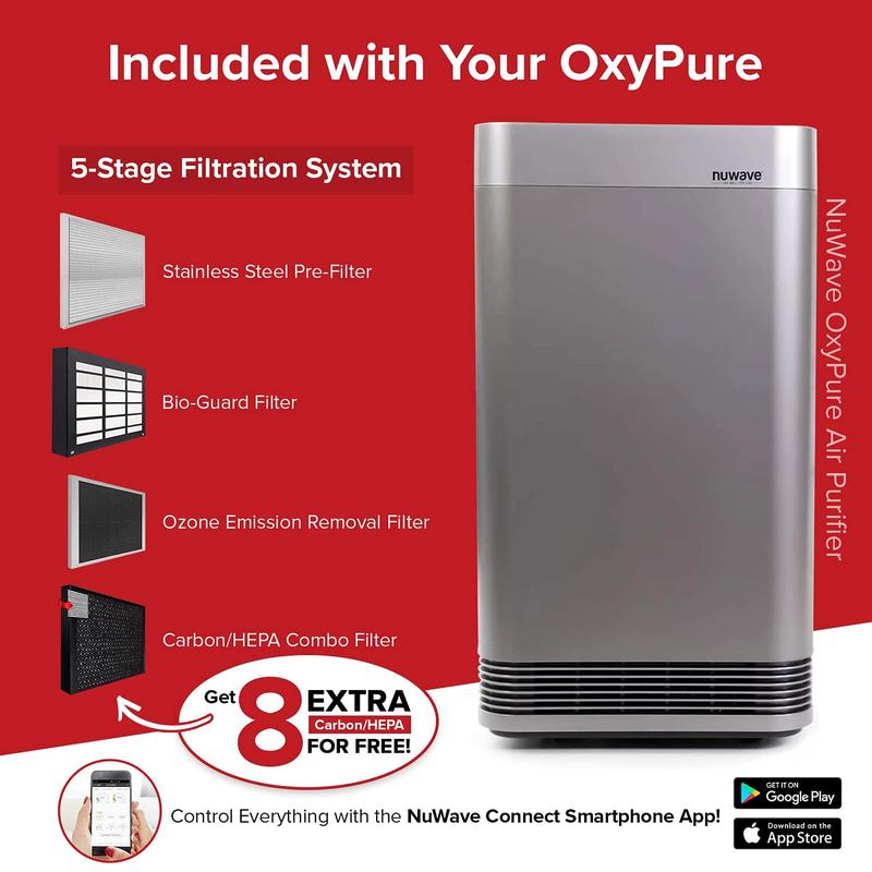 Nuwave OxyPure Smart Air Purifier with 4 Extra Filters