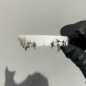Custom Phonk Plain 925 Silver Teeth Grillz Hiphop Grillz for Women and Men Fang Grill