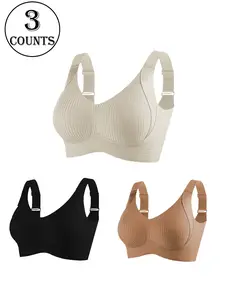 Women's Wireless Bra Set, Comfortable Breathable Soft Underwear, Daily Wear, All-Seasons, 3/4/5 Pieces, Women's Bras