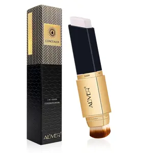 Aliver Two-In-One Foundation Stick & Brush Set, Matte Lightweight High Coverage Dual-Ended Concealer, Multi-Functional Makeup Tools, Matte Makeup Finish