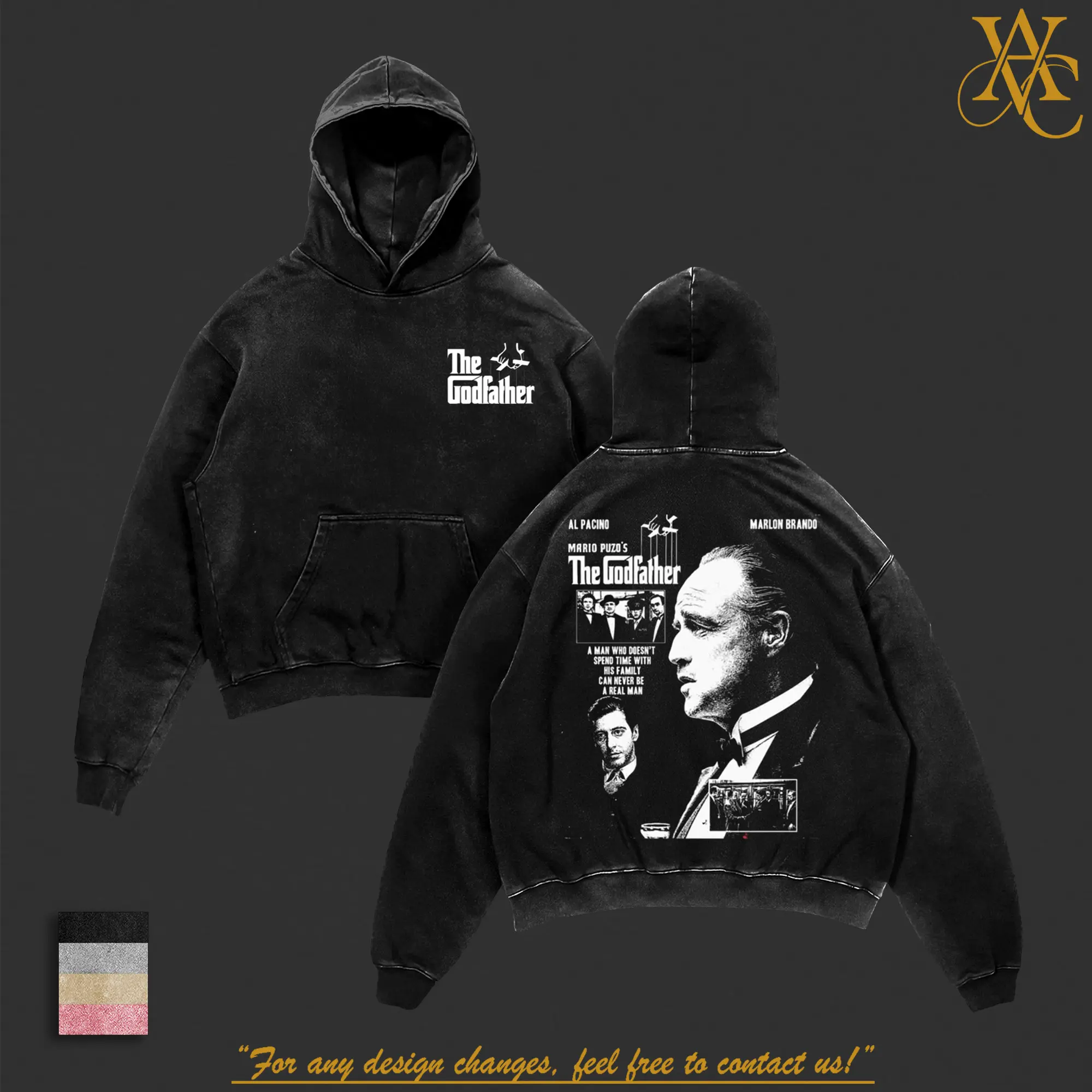 The Godfather Inspired Wash T-Shirt & Hoodie, Vintage 90s TV Movies Show Wash Shirt, Trendy Streetwear, Casual Unisex Wash Tee, Classic Pop Culture Apparel