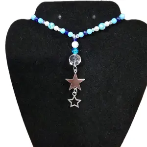 Star Charm Rearview Mirror Hanger with Blue Beads