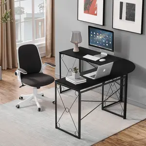 VECELO L-Shaped Computer Table, Detachable Into Two Tables, Foldable Computer Table, Game Table, Writing Desk, Home Office Desk, Brown
