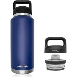 AMVRA Rambler 26 oz Stainless Steel Water Bottle with Chug Cap – Vacuum Insulated, Leakproof, BPA Free – Keeps Drinks Cold 24H Hot 12H – Reusable Travel Bottle, Navy Blue (Copy)
