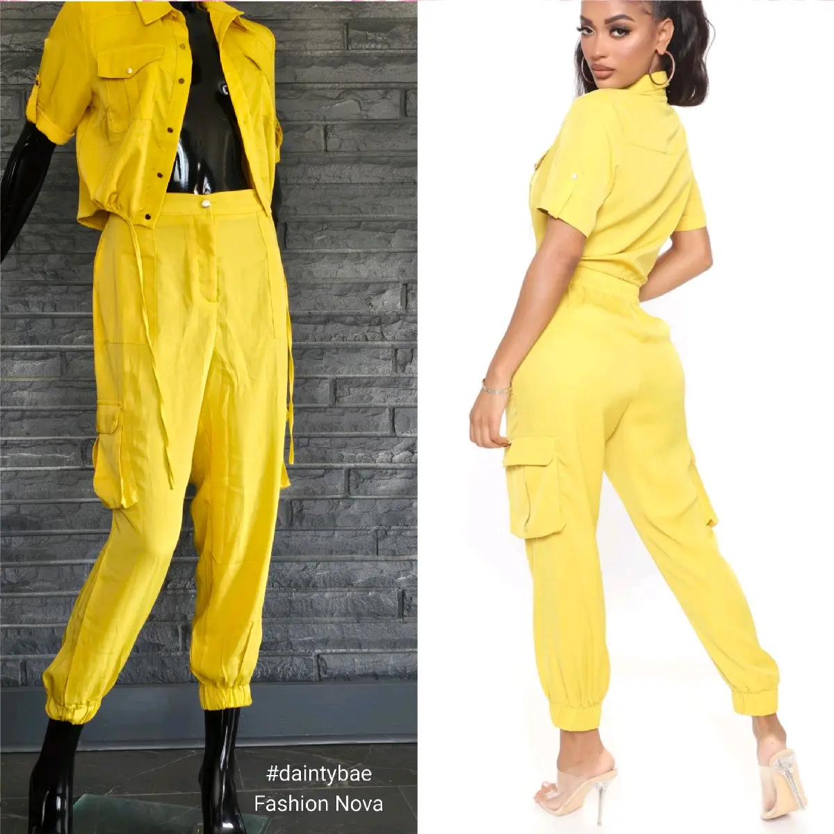 Fashion Nova Crop Top & Capri Large Womenswear Suits