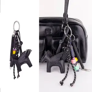 Handmade Pegasus Keychain with Hanging Rope, Angel Unicorn Car Accessory, Cute Bag Charm, High-End Car Decor, 1 Piece