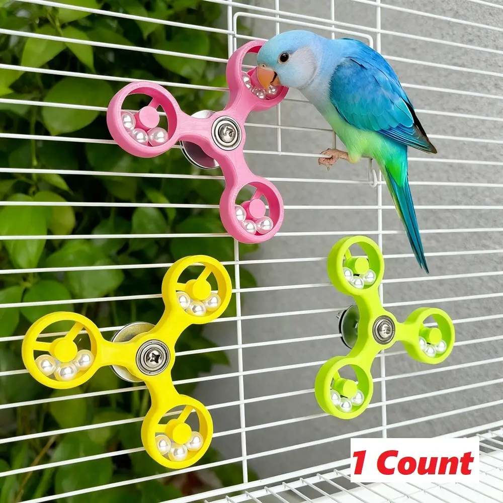 1PC 360° Three-pronged Pearl Spinning Parrot Windmill Bird Toy for Stress Relief, Engagement, Interactive Play, Self-Entertainment, Fun, Educational and Decorative, with Biting Beads, Birdcage Decoration Accessory Suitable for Birds in All Seasons