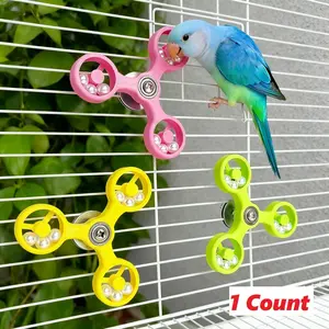 1PC 360° Three-pronged Pearl Spinning Parrot Windmill Bird Toy for Stress Relief and Self-Entertainment, Fun and Educational Bird Toy with Biting Beads Birdcage Decoration Birdcage Accessory Suitable for Birds in All Seasons