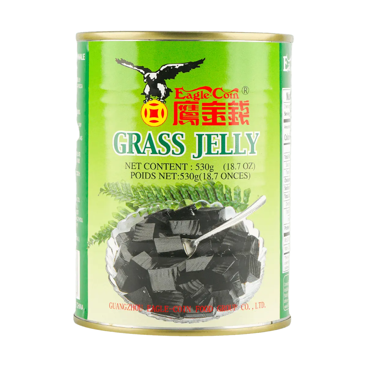 EAGLE COIN Grass Jelly Canned - Instant Ready-to-Eat Herbal Jelly Dessert 530g - Authentic Guangdong Specialty Summer Sweet Treat