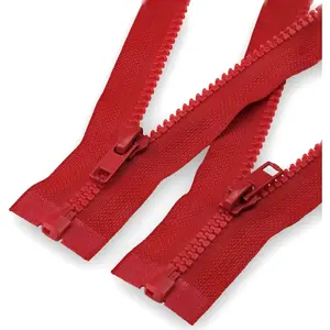#5 Separating Sewing Zipper for Jacket: YZSFIRM 2Pcs Red 30 inch Plastic Zippers - Replacement Coat Open End Zipper Bulk