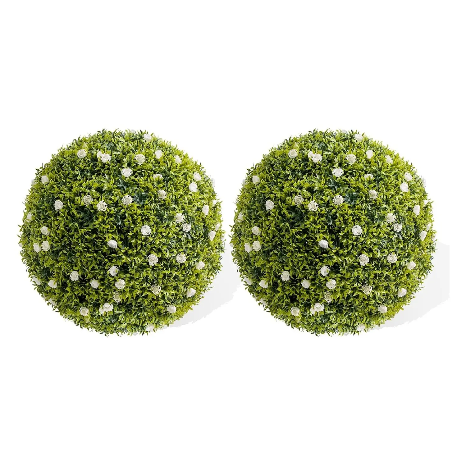 2-Pack 20-Inch Large White Fruit-Themed Artificial Flower Topiary Balls, Hanging Home Decor Ornaments, Long-Lasting Indoor/Outdoor Decoration for Walkways, Wedding, Housewarming