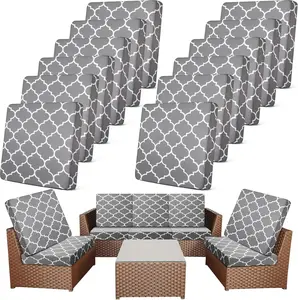 4/8/12 Pcs Patio Cushion Covers 20-27 Inch Outdoor Sofa Covers Elastic Anti-Slip Washable Pet Friendly Slipcovers for Patio Furniture Spring Summer Home Upgrade Gift for Mom Women Mother’s Day